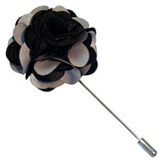 Bassin and Brown Floral Jacket Lapel Pin - Black/Light Grey