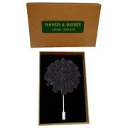 Bassin and Brown Flower Jacket Lapel Pin - Navy