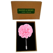 Bassin and Brown Flower Lapel Pin - Pink