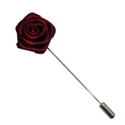 Bassin and Brown Flower Lapel Pin - Wine Red