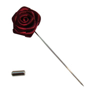 Bassin and Brown Flower Lapel Pin - Wine Red