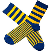 Bassin and Brown Graded Multi Striped Socks - Yellow/Navy