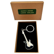 Bassin and Brown Guitar Key Ring - Black/White/Silver