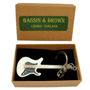 Bassin and Brown Guitar Key Ring - White
