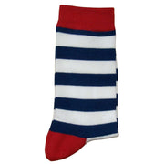 Bassin and Brown Hooded Striped Contrasting Heel and Toe Socks - Navy/White