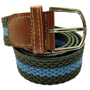 Bassin and Brown Horizontal Stripe Woven Belt - Green/Blue