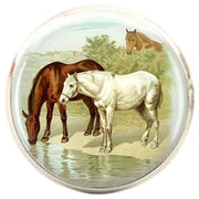 Bassin and Brown Horses Cufflinks - Brown/White