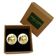 Bassin and Brown Horses Cufflinks - Brown/White