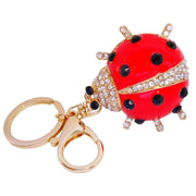 Bassin and Brown Ladybird Crystal Key Ring - Red/Gold