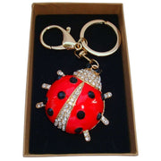 Bassin and Brown Ladybird Crystal Key Ring - Red/Gold