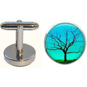 Bassin and Brown Leafless Tree Cufflinks - Blue/Green