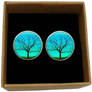 Bassin and Brown Leafless Tree Cufflinks - Blue/Green