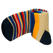 Bassin and Brown Medium and Thin Stripe Midcalf Socks - Navy/Red/Beige
