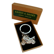 Bassin and Brown Motorbike Key Ring - Silver