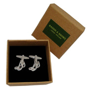 Bassin and Brown Musical Note Cufflinks - Silver
