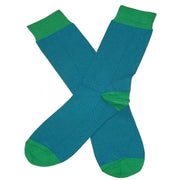 Bassin and Brown Narrow Stripe Socks - Green/Royal Blue