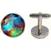 Bassin and Brown Nebula and Galaxy Cufflinks - Blue/Green/Wine