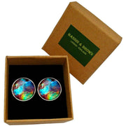 Bassin and Brown Nebula and Galaxy Cufflinks - Blue/Green/Wine