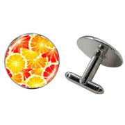 Bassin and Brown Oranges and Lemons Cabachon Cufflinks - Orange/Yellow