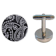 Bassin and Brown Paisley Cufflinks - Black/White