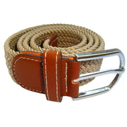 Bassin and Brown Plain Elasticated Woven Belt - Beige