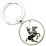 Bassin and Brown Polo Player Key Ring - White/Black