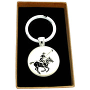 Bassin and Brown Polo Player Key Ring - White/Black