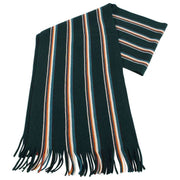 Bassin and Brown Puskas Striped Wool Scarf  - Green/Cream/Tango