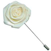 Bassin and Brown Rose Flower Lapel Pin - White