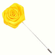 Bassin and Brown Rose Flower Lapel Pin - Yellow