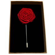 Bassin and Brown Rose Jacket Lapel Pin - Wine Red