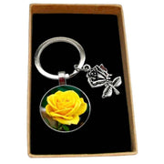 Bassin and Brown Rose Key Ring - Yellow