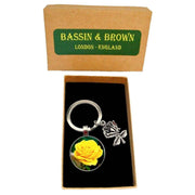 Bassin and Brown Rose Key Ring - Yellow