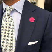 Bassin and Brown Rose Lapel Pin - Deep Pink