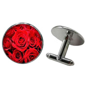 Bassin and Brown Roses Cufflinks - Red