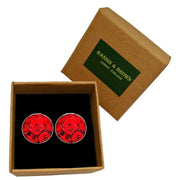 Bassin and Brown Roses Cufflinks - Red