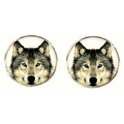 Bassin and Brown Round Arctic Wolf Cufflinks - White