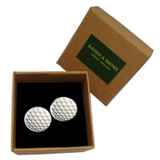 Bassin and Brown Round Golf Ball Cufflinks - White