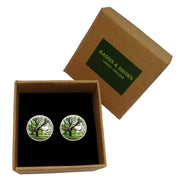 Bassin and Brown Round Tree Cufflinks - Green/Brown