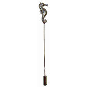 Bassin and Brown Seahorse Jacket Lapel Pin - Silver
