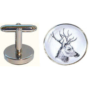 Bassin and Brown Side Stags Head Cufflinks - White/Black