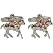 Bassin and Brown Silver Polo Player Cufflinks - Silver
