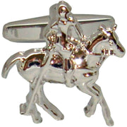Bassin and Brown Silver Polo Player Cufflinks - Silver
