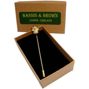 Bassin and Brown Skull Lapel Pin - Silver