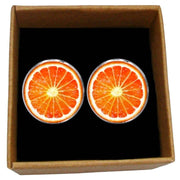 Bassin and Brown Sliced Orange Fruit Cufflinks - Orange