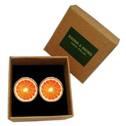 Bassin and Brown Sliced Orange Fruit Cufflinks - Orange