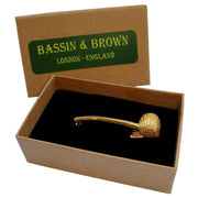 Bassin and Brown Smoking Pipe Tie Bar - Gold