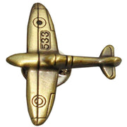 Bassin and Brown Spitfire Airplane Lapel Pin - Antique Bronze