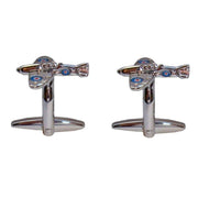 Bassin and Brown Spitfire Plane Cufflinks - Silver