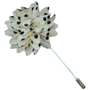 Bassin and Brown Spotted Flower Jacket Lapel Pin - White